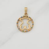 Bear Ts Silhouette in Hoop Pendant 3.55gr / 1 1/2 in / Yellow Gold 18K !