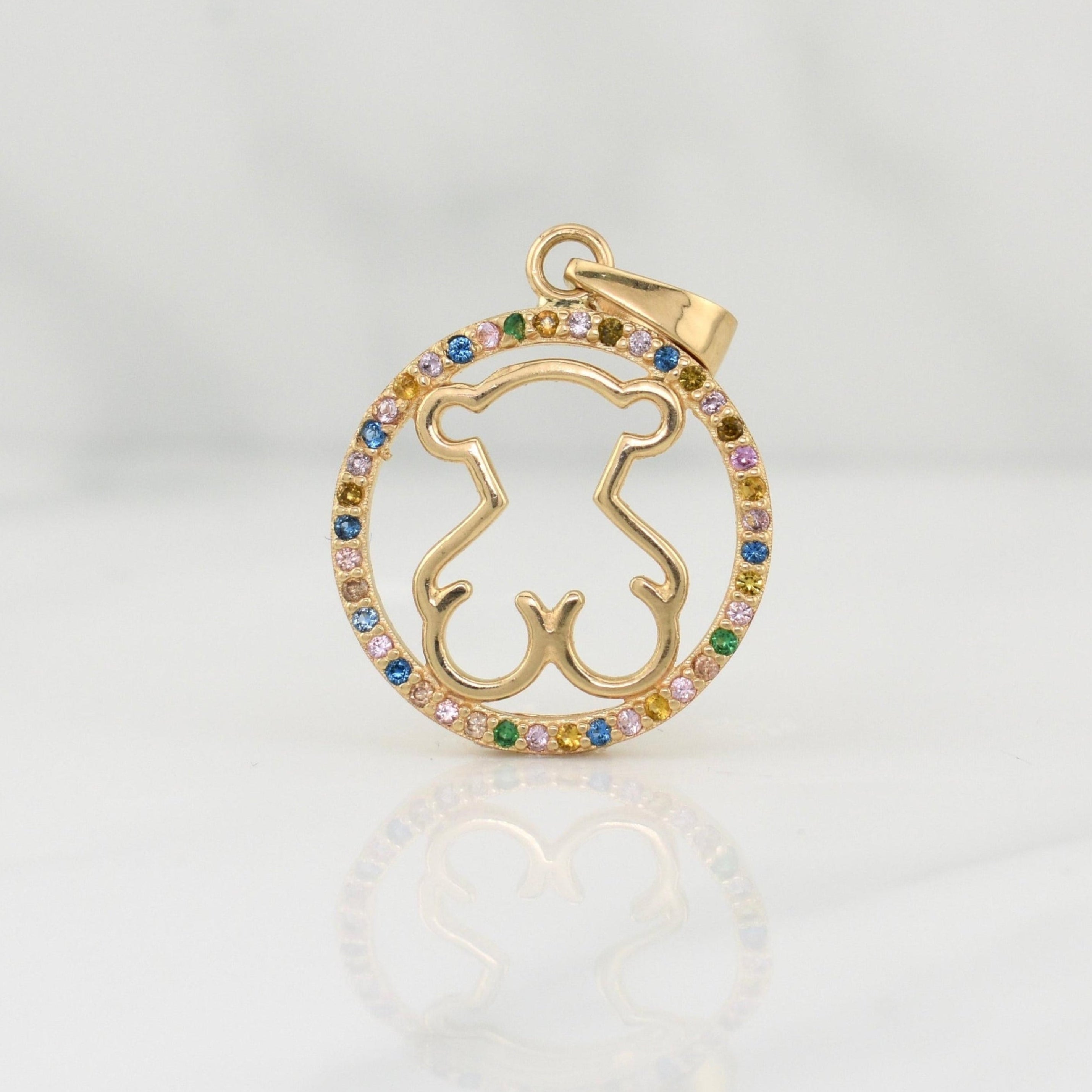 Bear Ts Silhouette in Hoop Pendant 3.55gr / 1 1/2 in / Yellow Gold 18K !