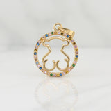 Bear Ts Silhouette in Hoop Pendant 3.55gr / 1 1/2 in / Yellow Gold 18K !