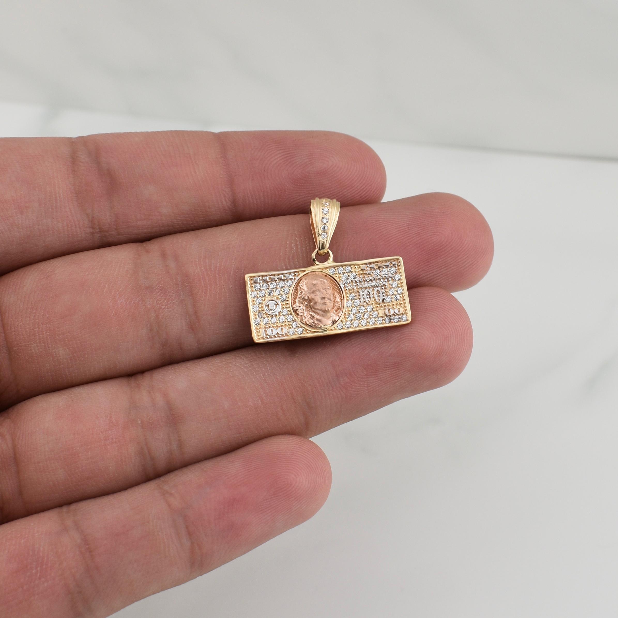Dije Billete Cien Dólares 3.45gr / 3/4 in / Oro Amarillo 18K !