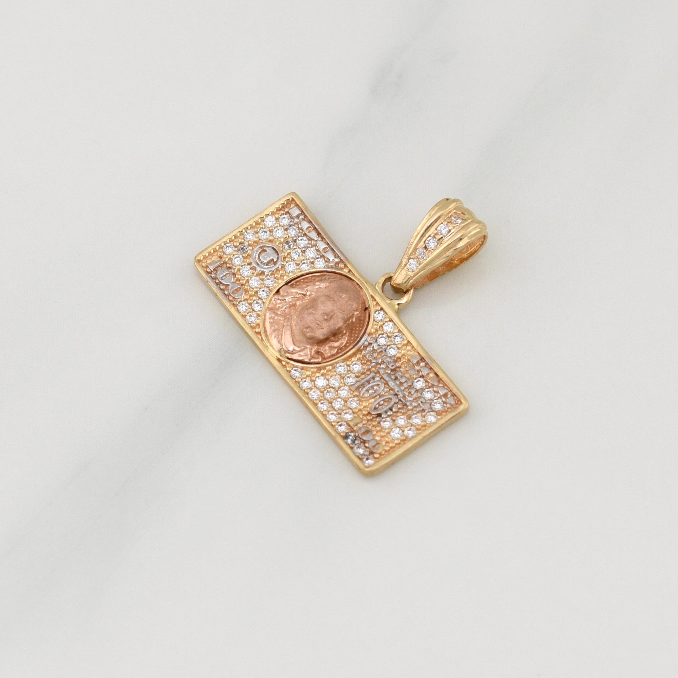 Dije Billete Cien Dólares 3.45gr / 3/4 in / Oro Amarillo 18K !