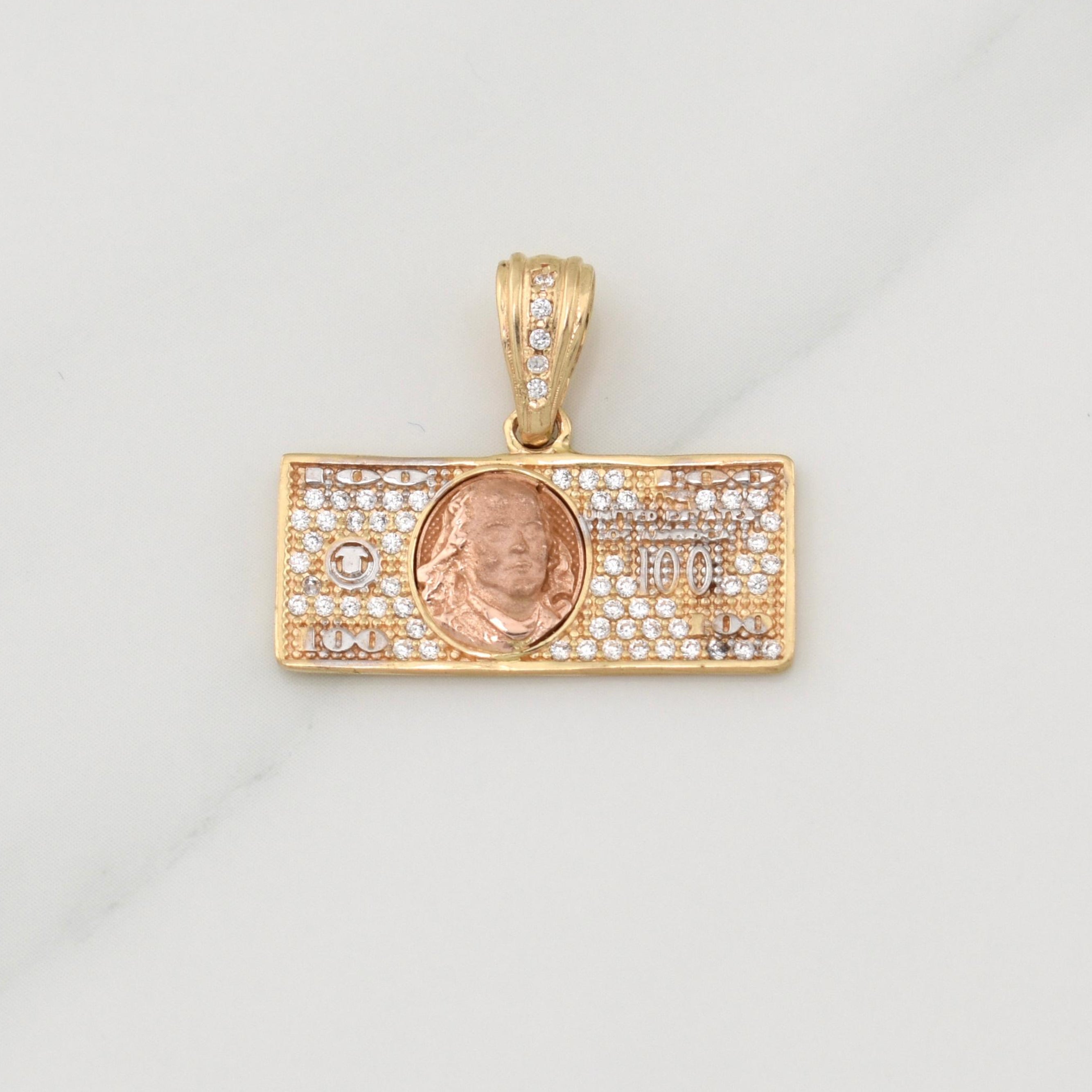 Dije Billete Cien Dólares 3.45gr / 3/4 in / Oro Amarillo 18K !