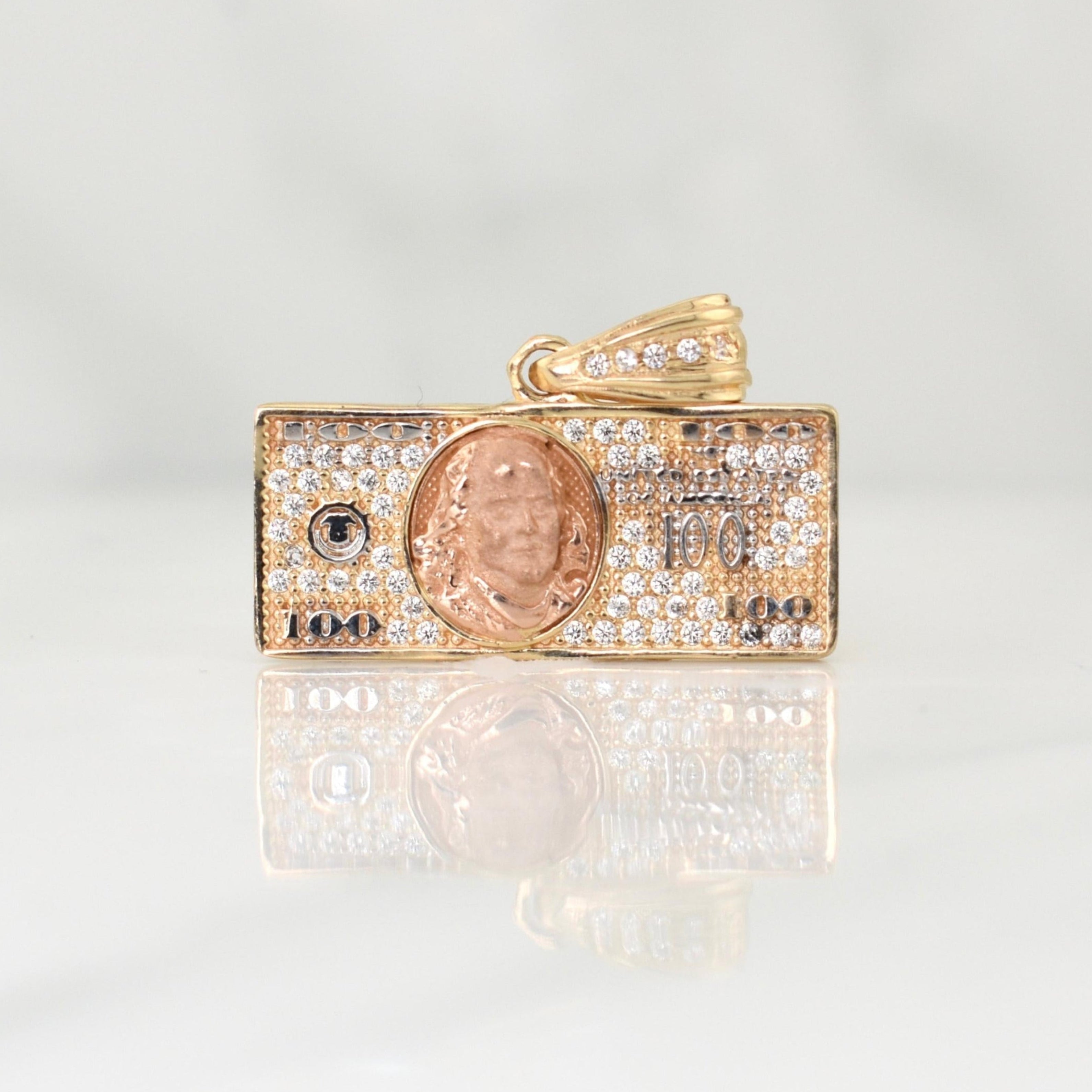 Dije Billete Cien Dólares 3.45gr / 3/4 in / Oro Amarillo 18K !