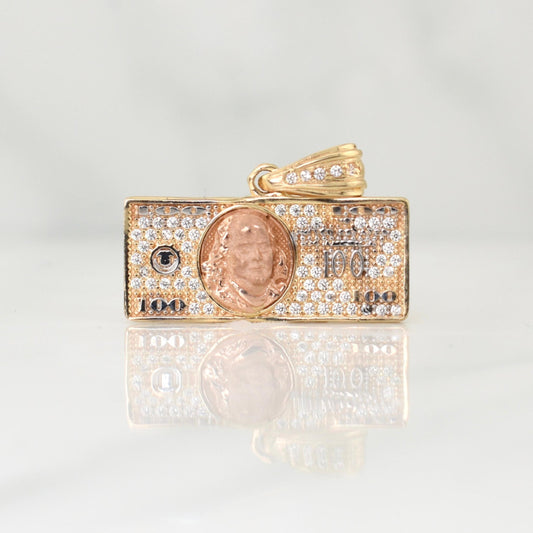 Dije Billete Cien Dólares 3.45gr / 3/4 in / Oro Amarillo 18K !