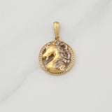 Dije Placa Caballo 4.55gr / 1 1/4 in / Dos Oros Amarillo Blanco 18K !