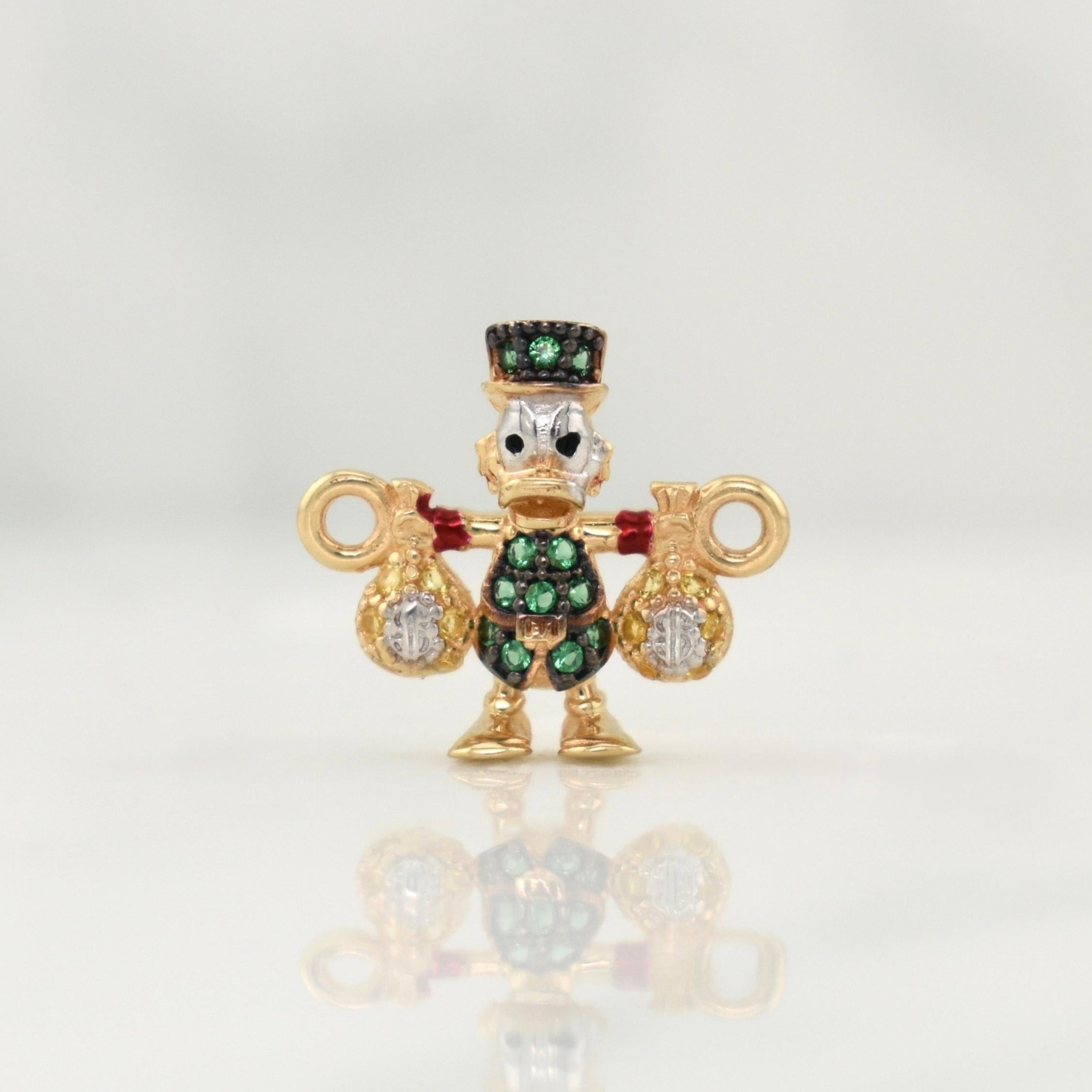 Herraje Pato Bolsas De Dinero 1.5gr / 1/2 in / Dos Oros Amarillo Blanco 18K !