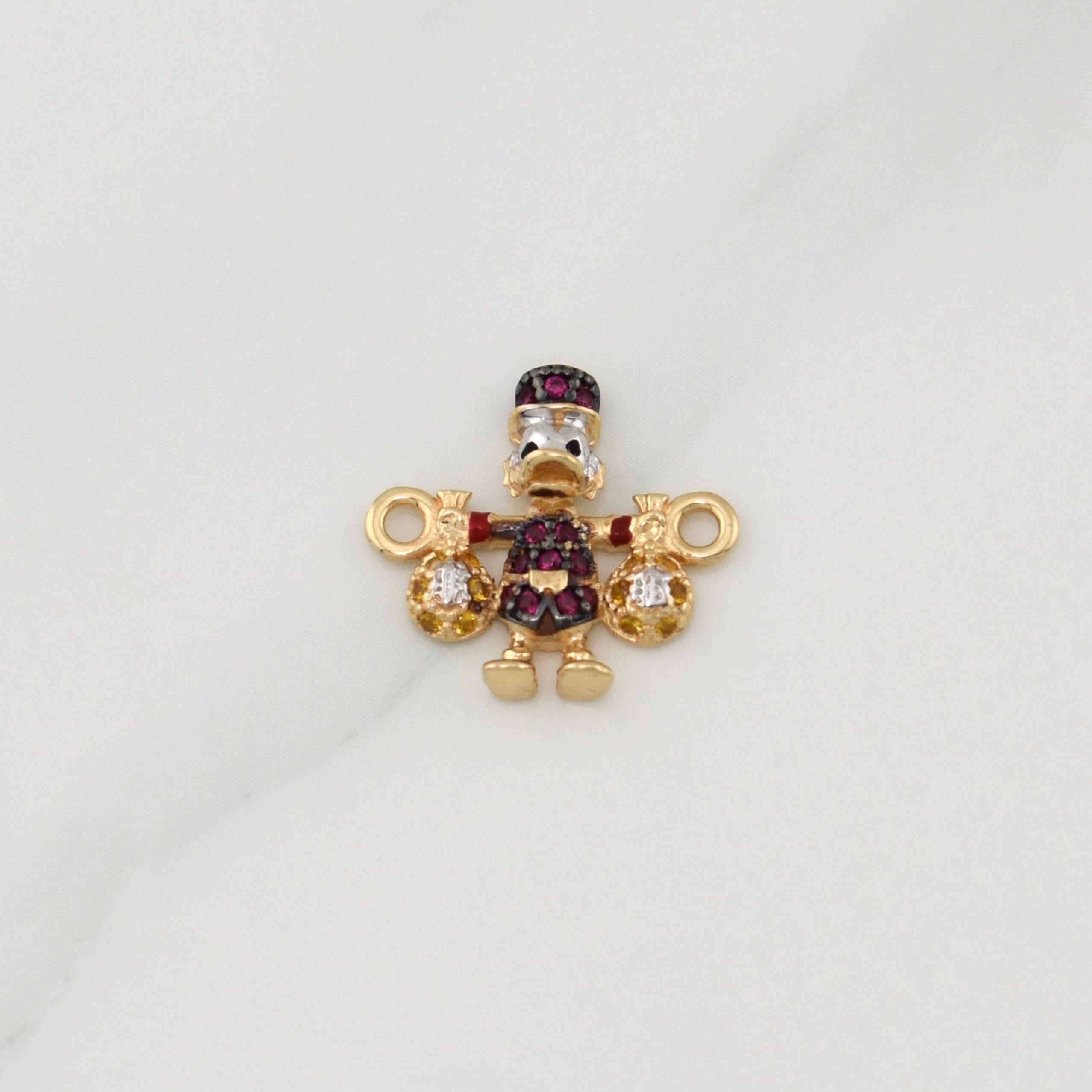 Herraje Pato Bolsas De Dinero 1.4gr / 1/2 in / Dos Oros Amarillo Blanco 18K !