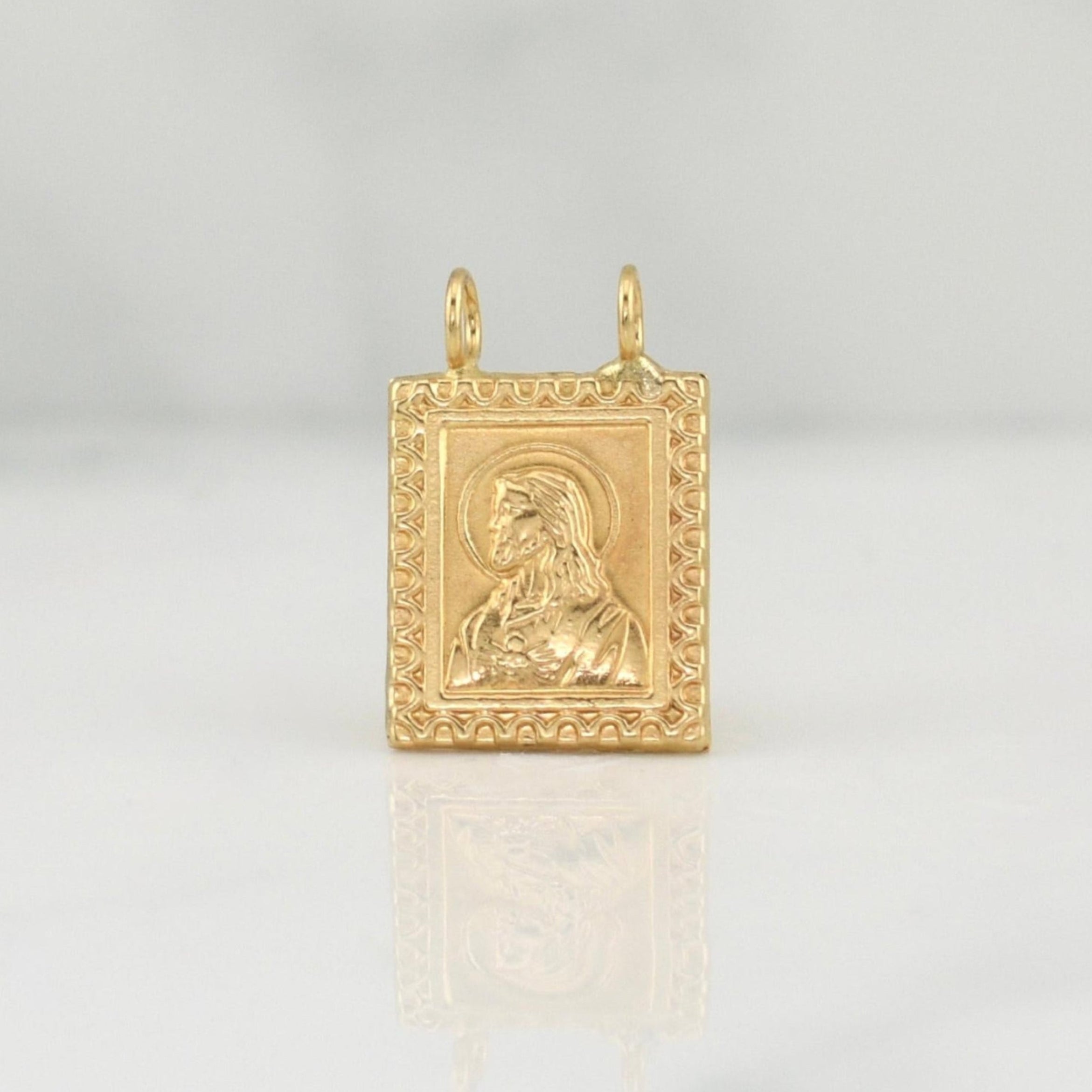 Herraje Escapulario Corazon De Jesus 0.8gr / 1/2 in / Oro Amarillo 18K !
