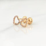 Heart Silhouette Stud Earrings 0.85gr / 7.6mm Yellow Gold 18K !