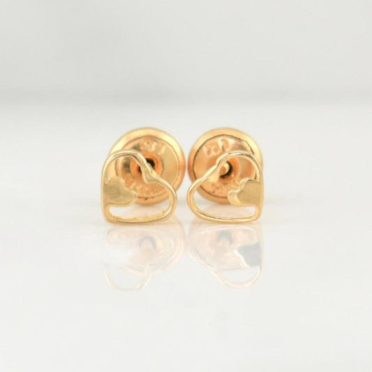 Oblique Heart Silhouette Stud Earrings 0.5gr / 5.9mm Yellow Gold 18K !