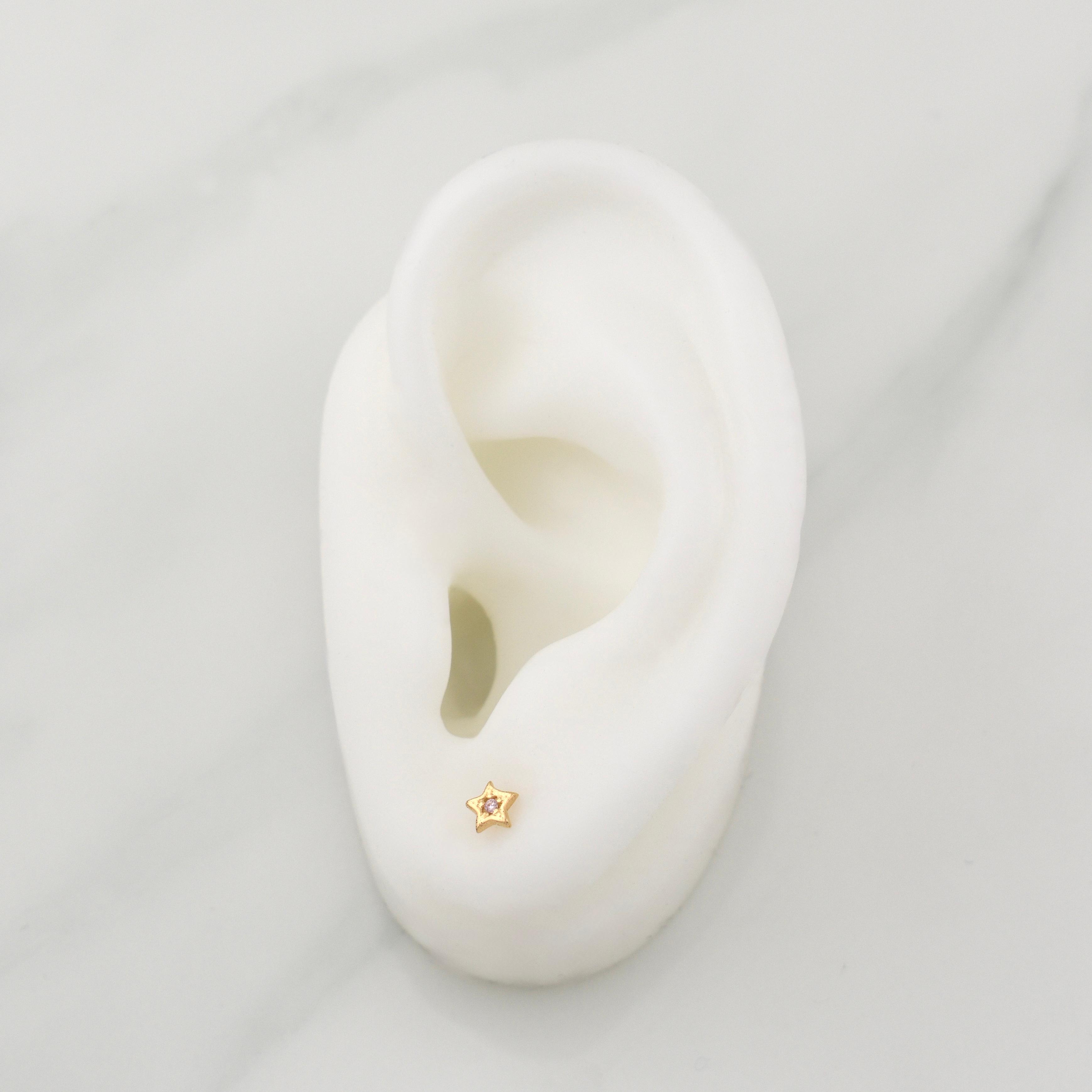 Topos Estrella 0.65gr / 4.8mm Oro Amarillo 18K !