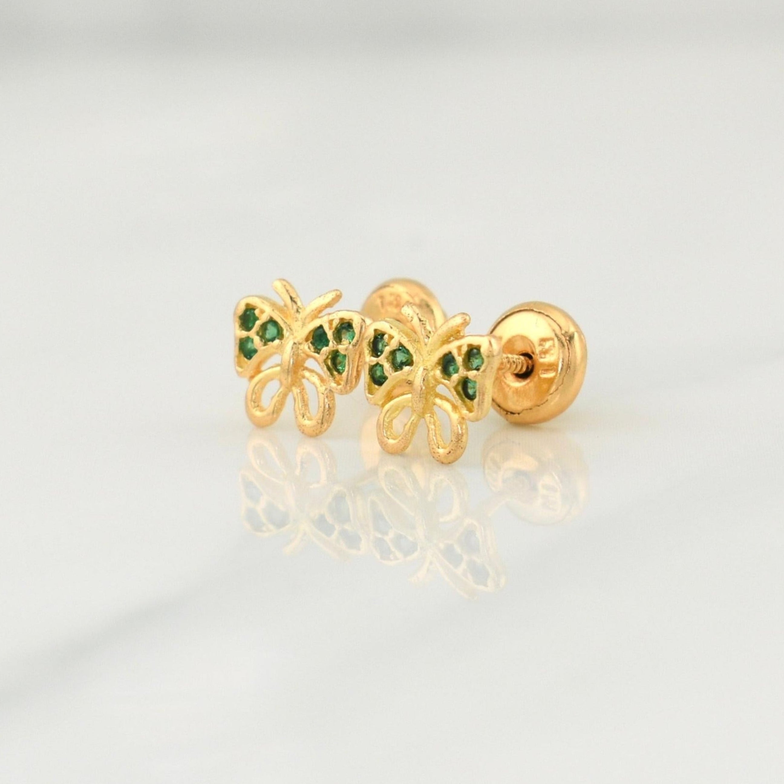 Topos Mariposa 0.85gr / 7.4mm Oro Amarillo 18K !