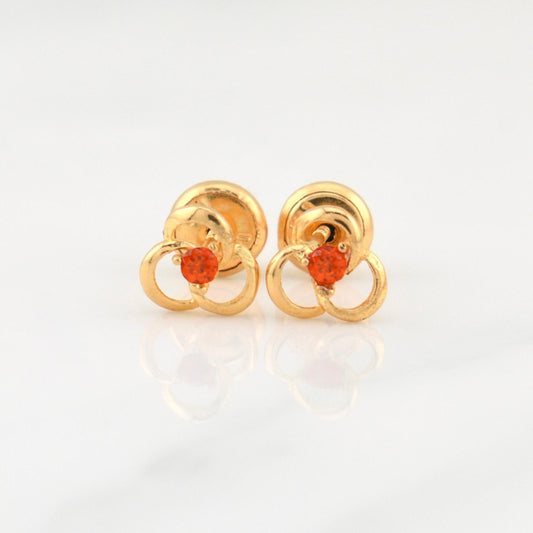 Spiral Flower Stud Earrings 0.7gr / 6.5mm Yellow Gold 18K !