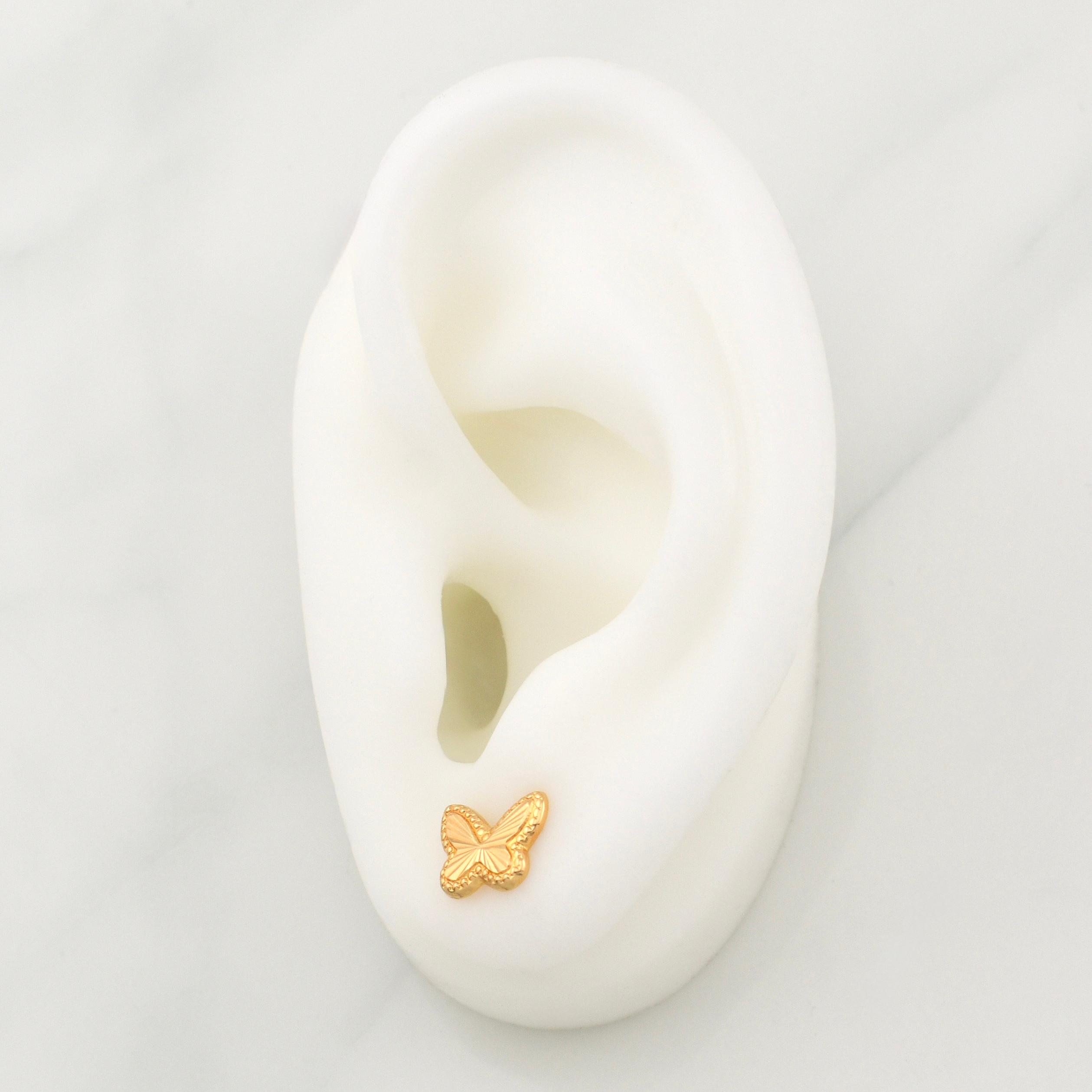 Topos Mariposa Diamantada 1.05gr / 10.15mm Oro Amarillo 18K !