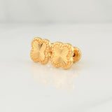 Diamond Cut Clover Stud Earrings 1.15gr / 8.6mm Yellow Gold 18K !