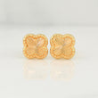 Diamond Cut Clover Stud Earrings 1.15gr / 8.6mm Yellow Gold 18K !