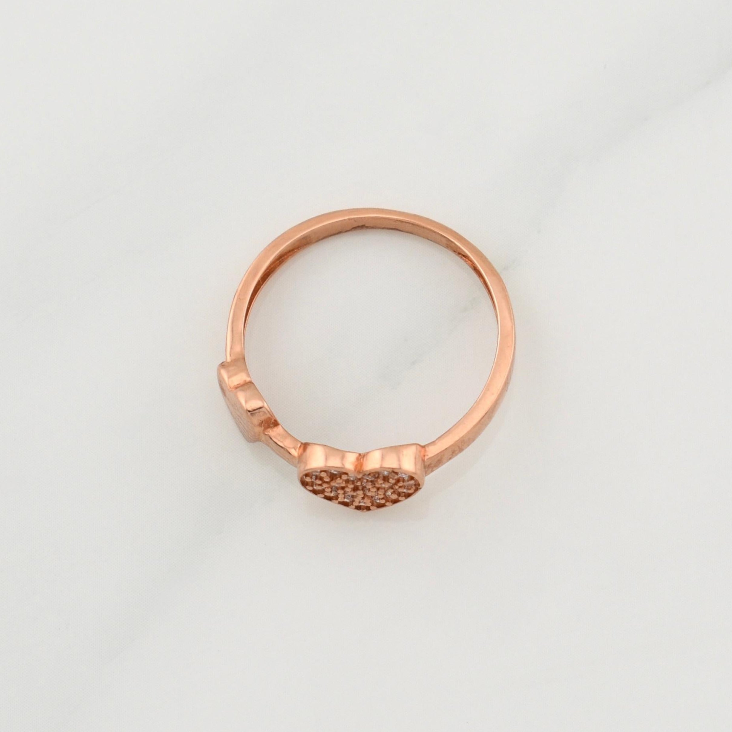 Anillo Corazones 2.1gr / T6 1/2 / Oro Rosa 18K !