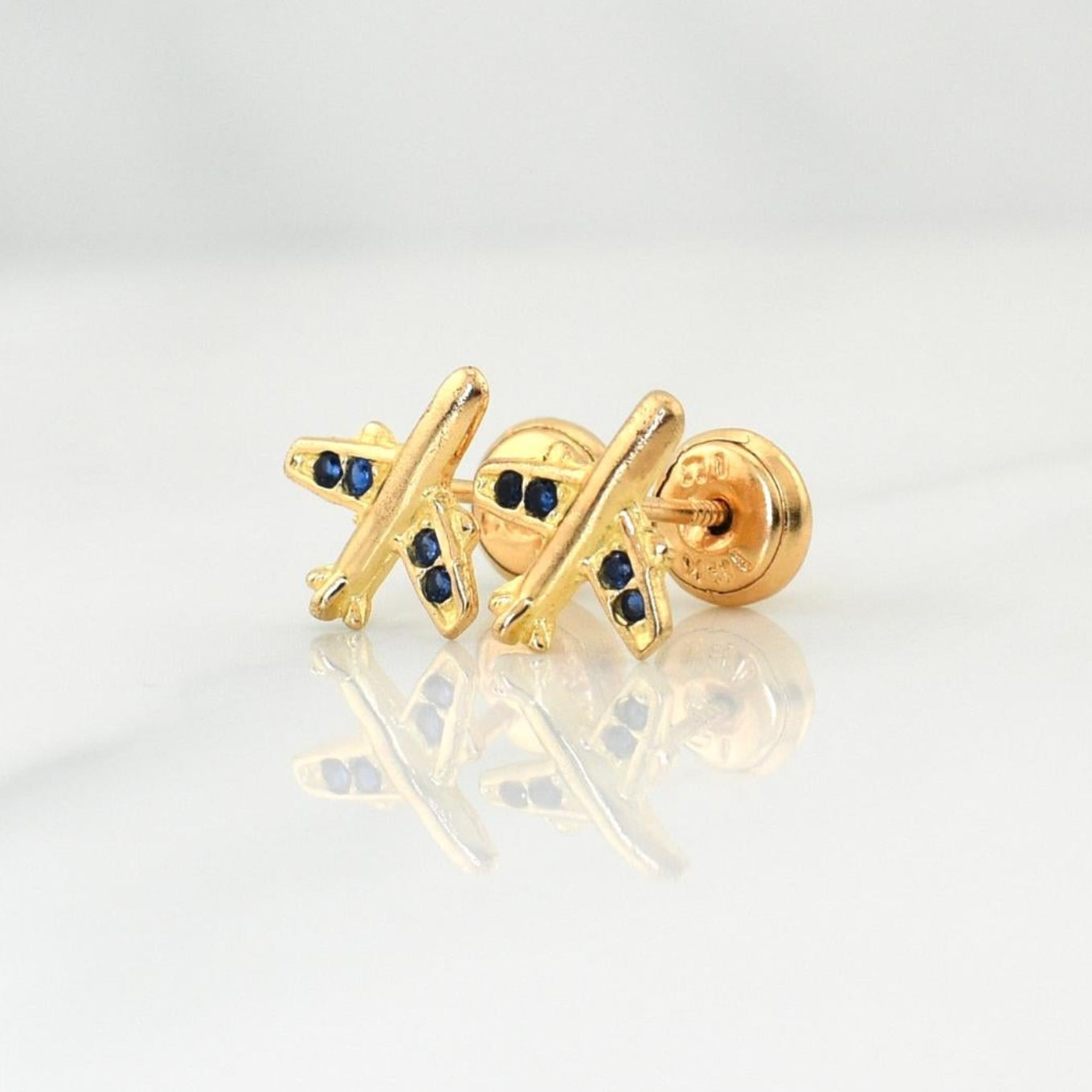 Topos Avion 0.9gr / 9mm Oro Amarillo 18K !