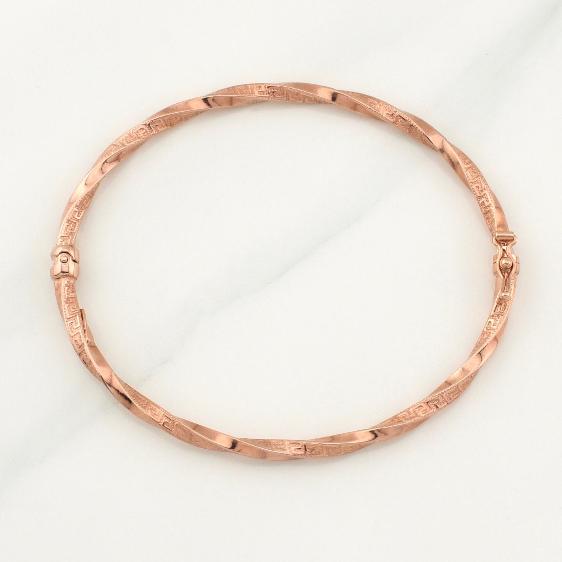 Bracelet Twisted Hoop Tribal 4.05 g / 7 1/2 in / 3 mm Rose Gold 18K