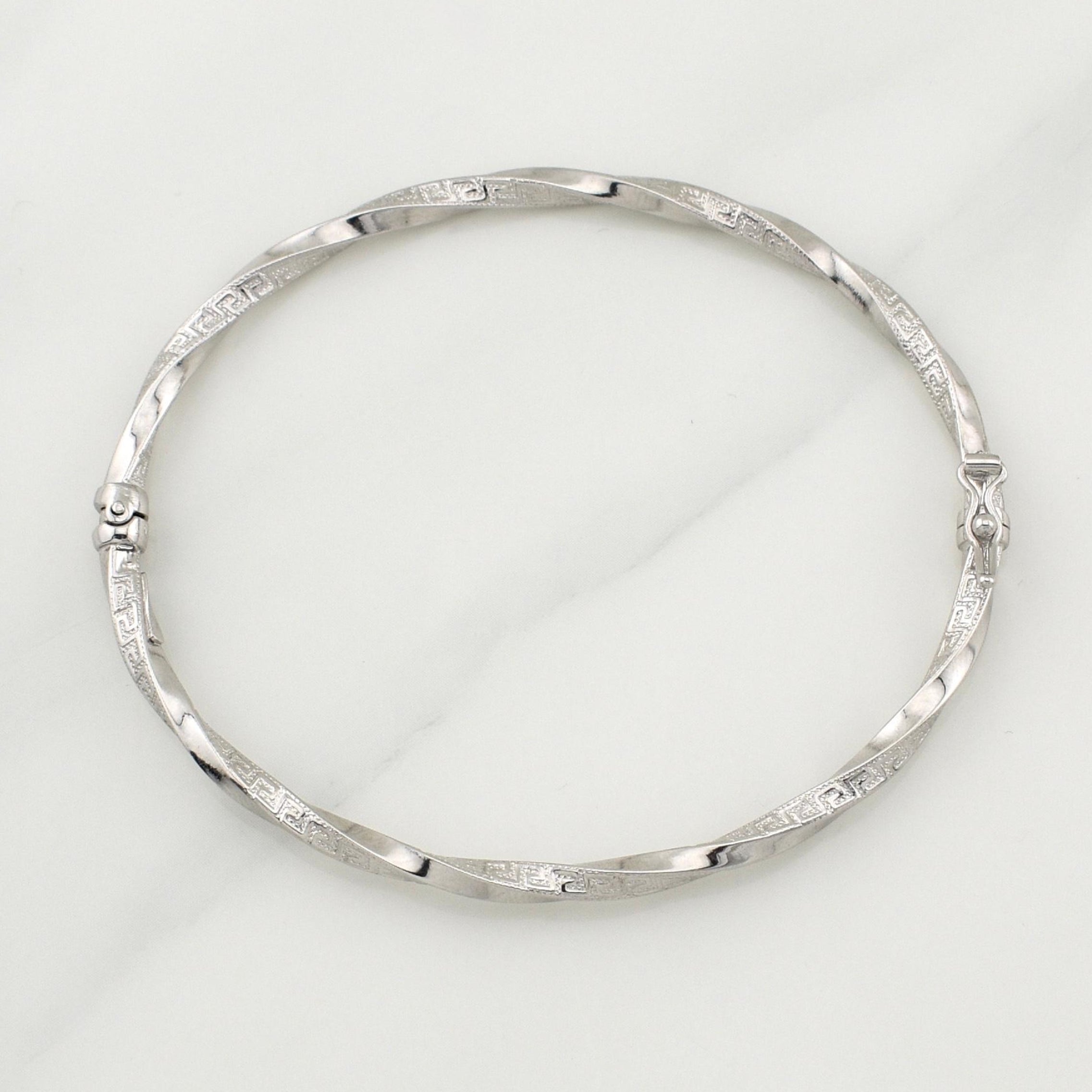 Bracelet Twisted Hoop Tribal 4 g / 7 1/2 in / 3 mm White Gold 18K