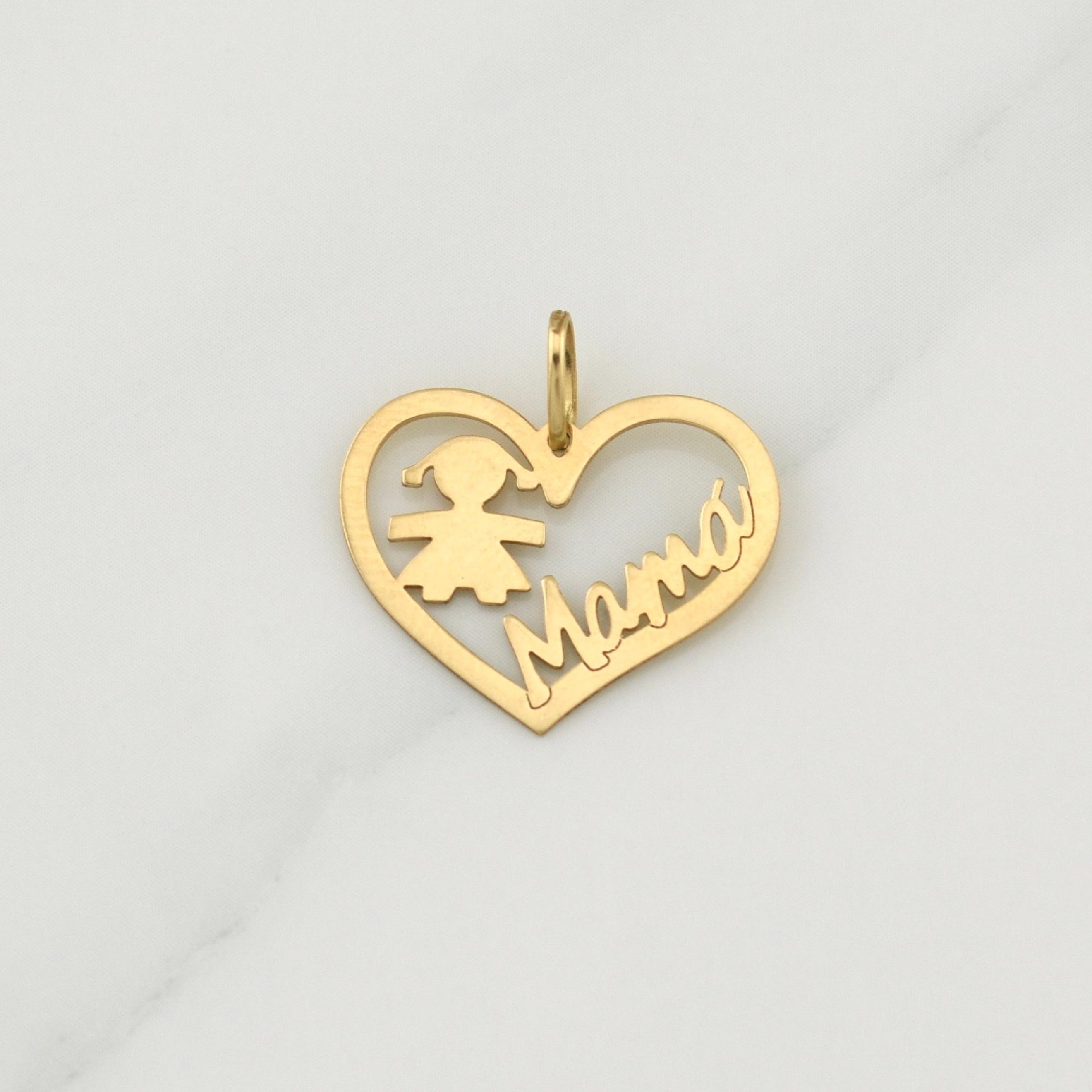 Pendant Heart Mom 1 g / 3/4 in Yellow Gold 18K