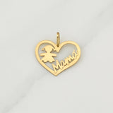 Pendant Heart Mom 1 g / 3/4 in Yellow Gold 18K