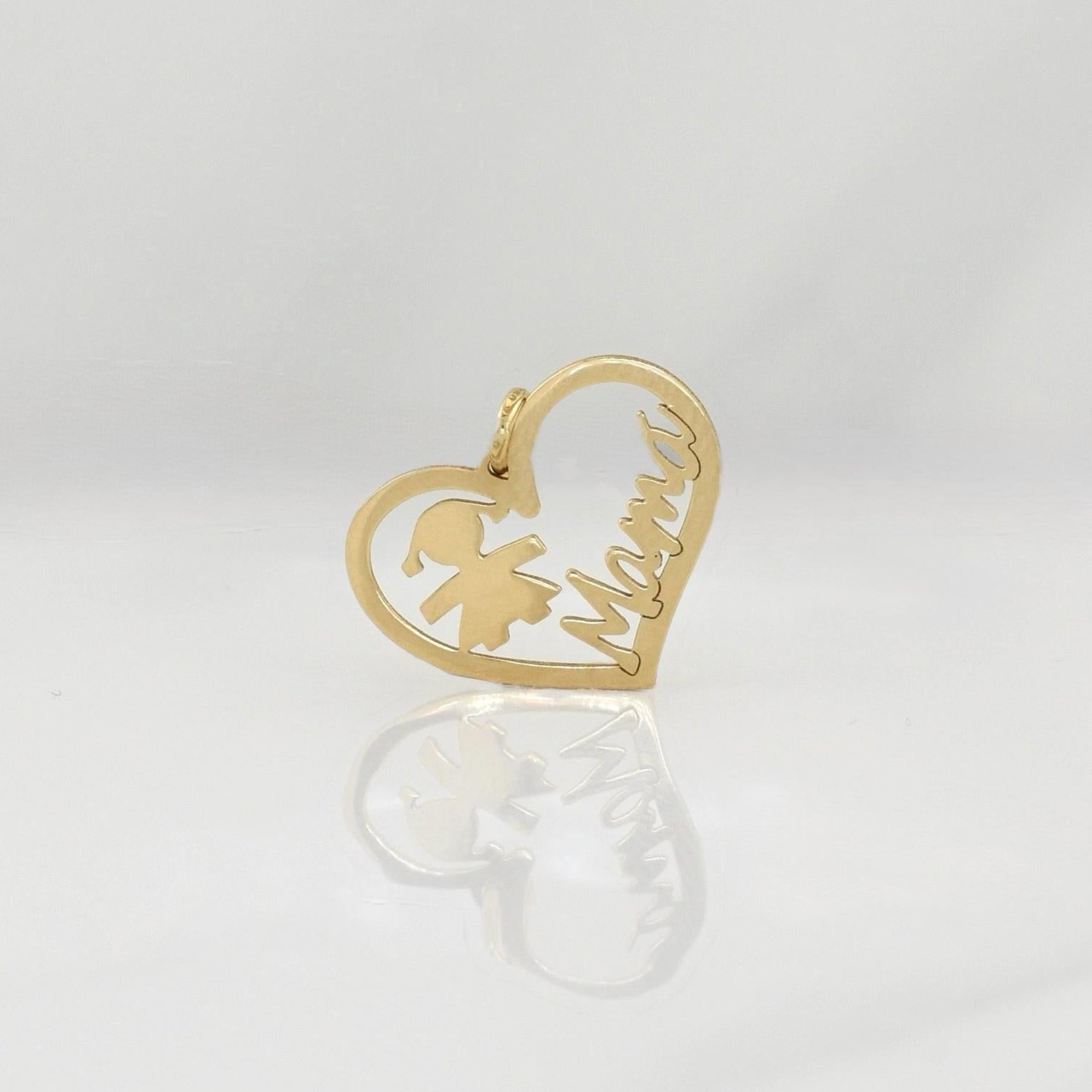 Pendant Heart Mom 1 g / 3/4 in Yellow Gold 18K