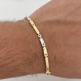 Rustic Tribal Link Bracelet 5.4 g / 8 1/4 in / 3.3 mm Two Yellow White Gold 18K