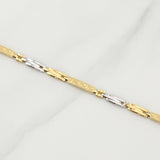 Rustic Tribal Link Bracelet 5.4 g / 8 1/4 in / 3.3 mm Two Yellow White Gold 18K