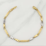 Rustic Tribal Link Bracelet 5.45 g / 8 1/4 in / 3.3 mm Two Yellow White Gold 18K