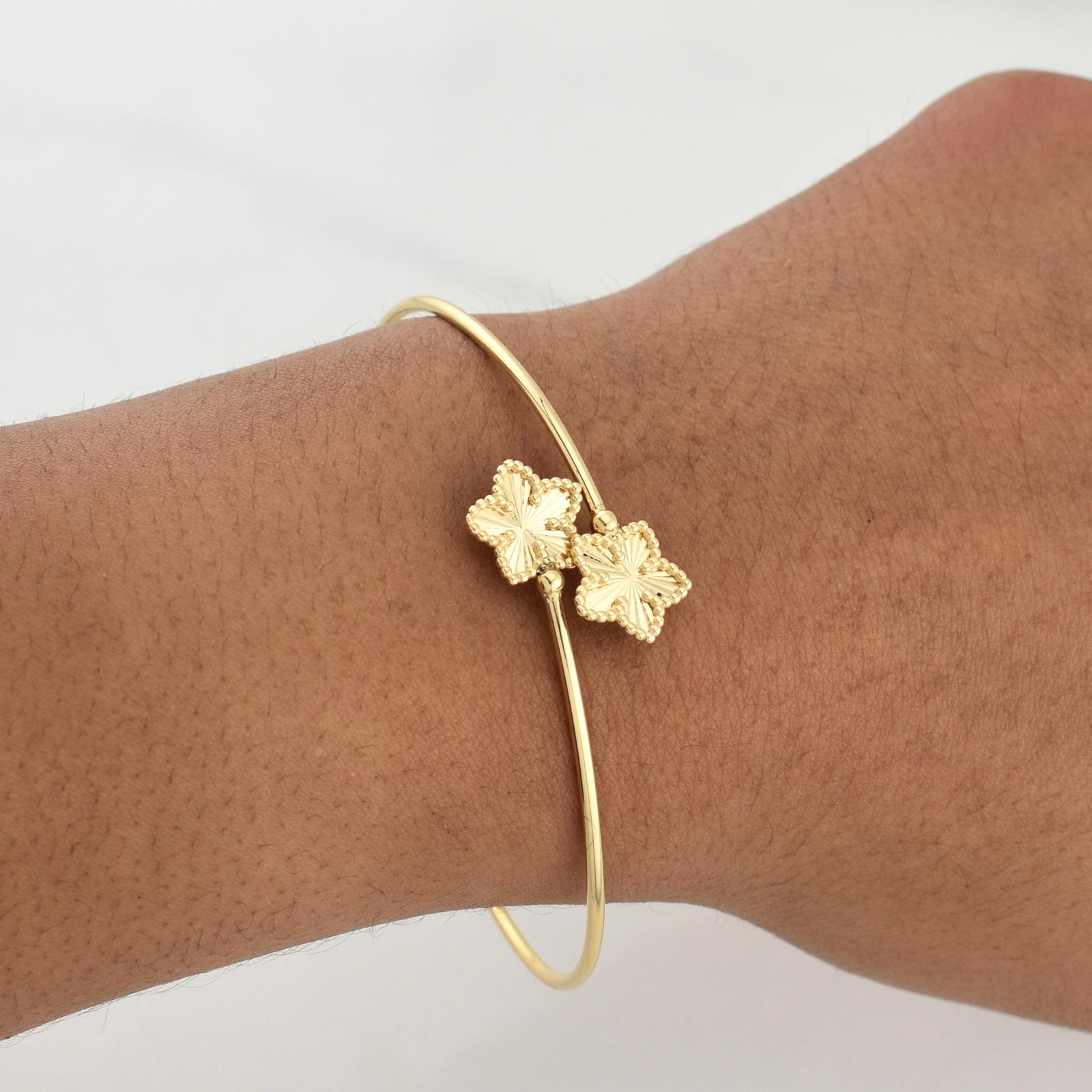 Bracelet Hoop Flower 3.85 g / 7 1/4 in / 1.5 mm Yellow Gold 18K