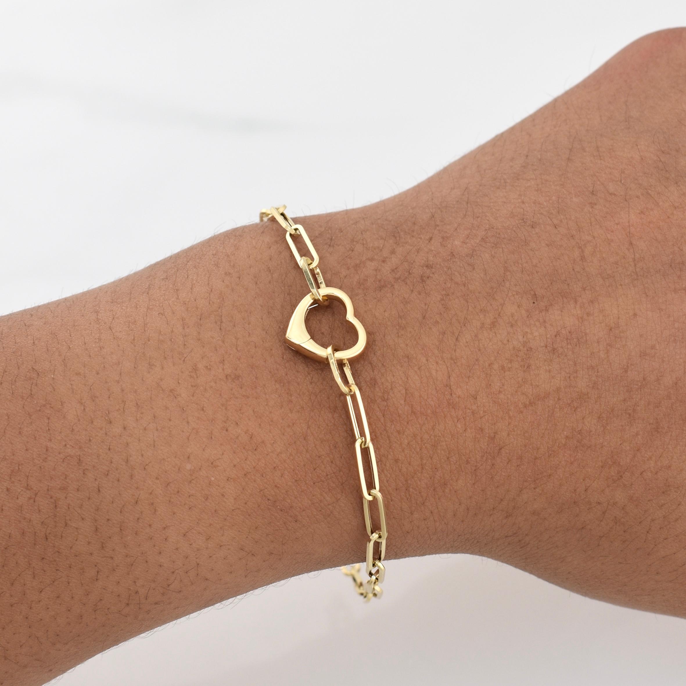 Paperclip Bracelet Lobster Claw Heart 2.55 g / 7 1/2 in / 3 mm Yellow Gold 18K