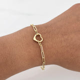 Paperclip Bracelet Lobster Claw Heart 2.55 g / 7 1/2 in / 3 mm Yellow Gold 18K