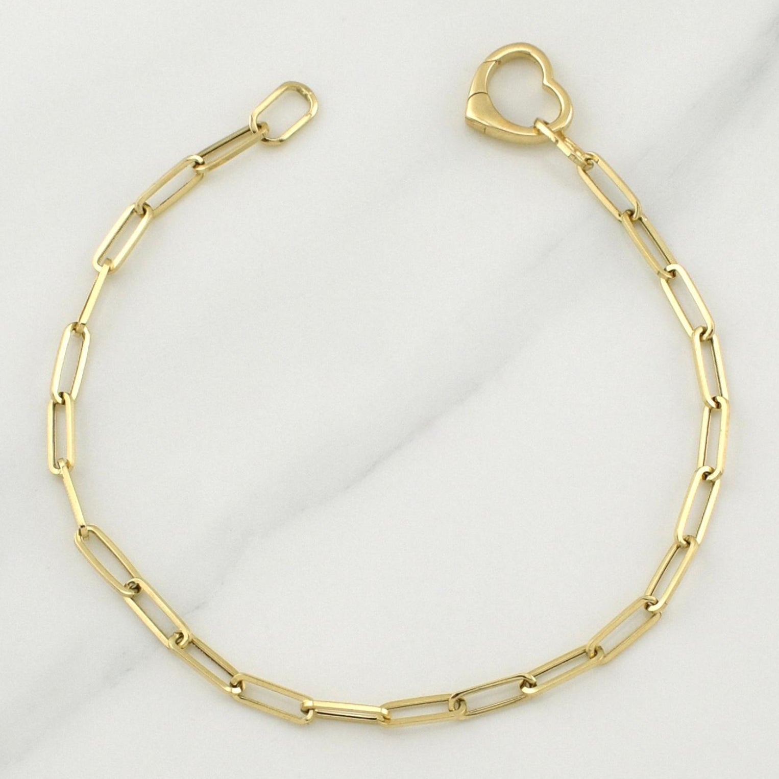 Paperclip Bracelet Lobster Claw Heart 2.55 g / 7 1/2 in / 3 mm Yellow Gold 18K