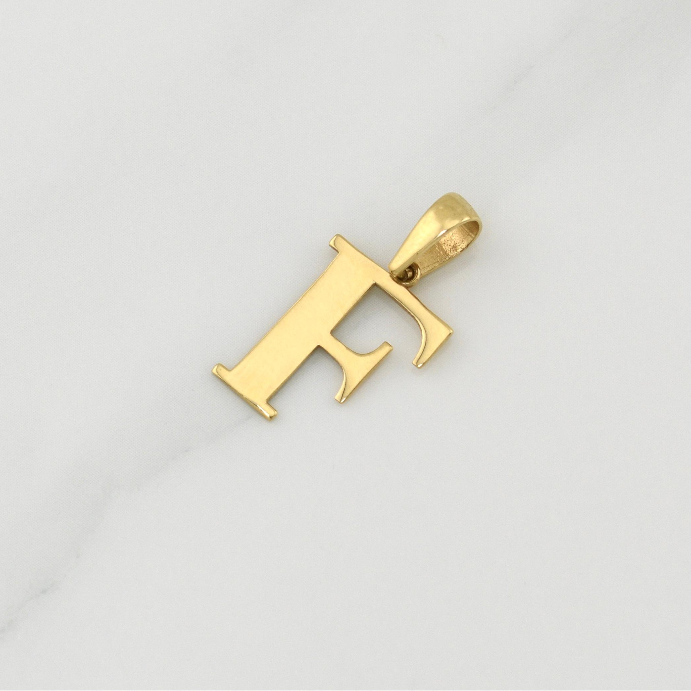 Pendant Letter F 1 g / 3/4 in Yellow Gold 18K