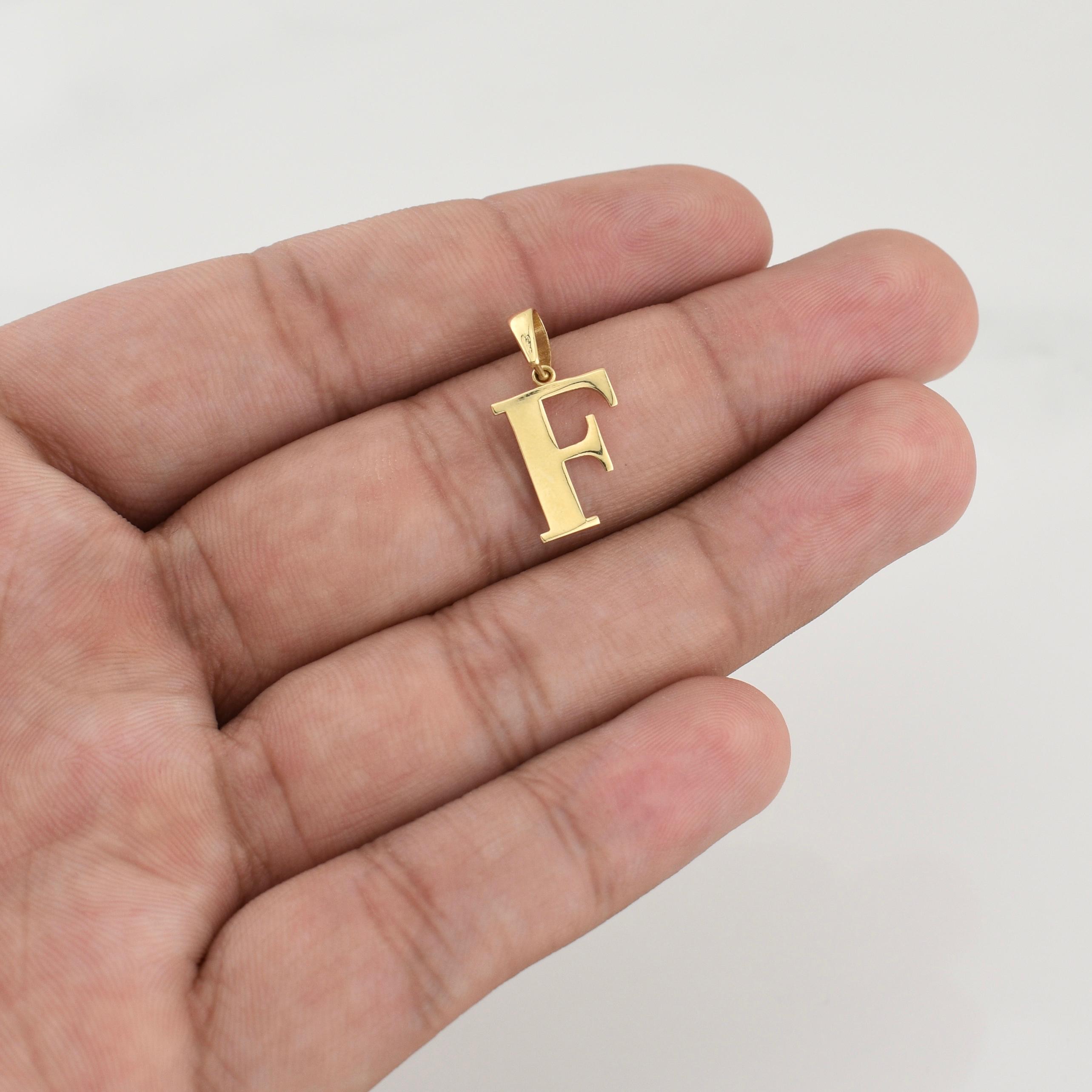 Pendant Letter F 1 g / 3/4 in Yellow Gold 18K