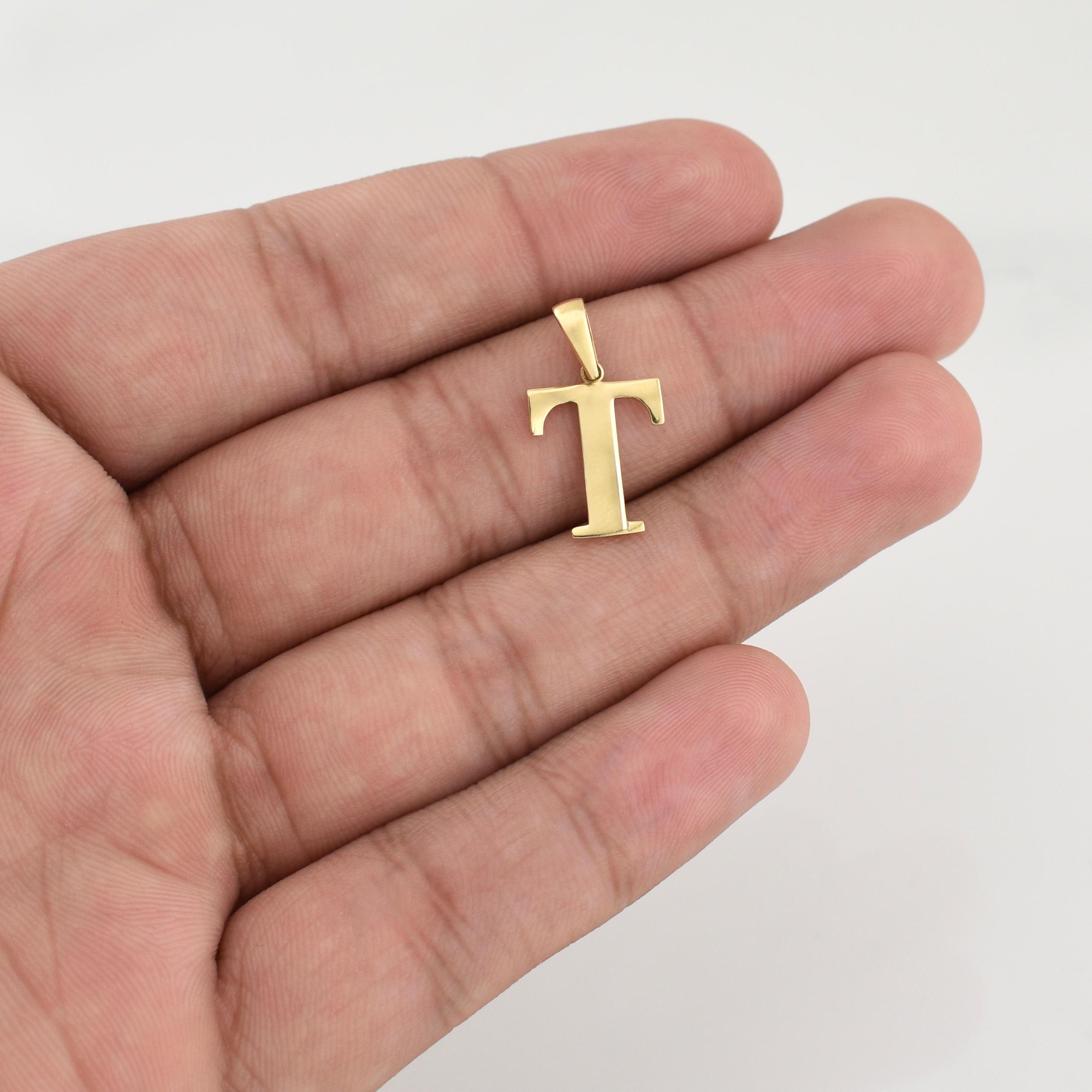 Pendant Letter T 1 g / 3/4 in Yellow Gold 18K