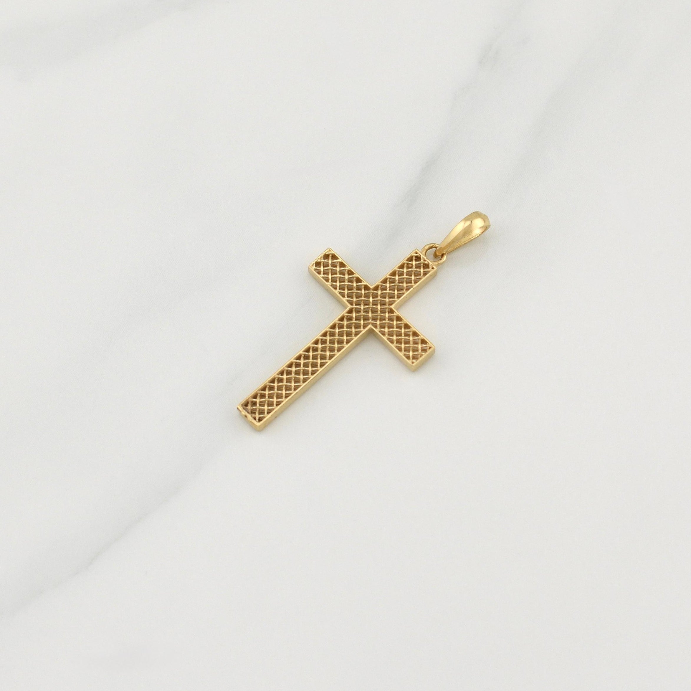 Pendant Cross Mesh 2.25 g / 1 3/4 in Yellow Gold 18K