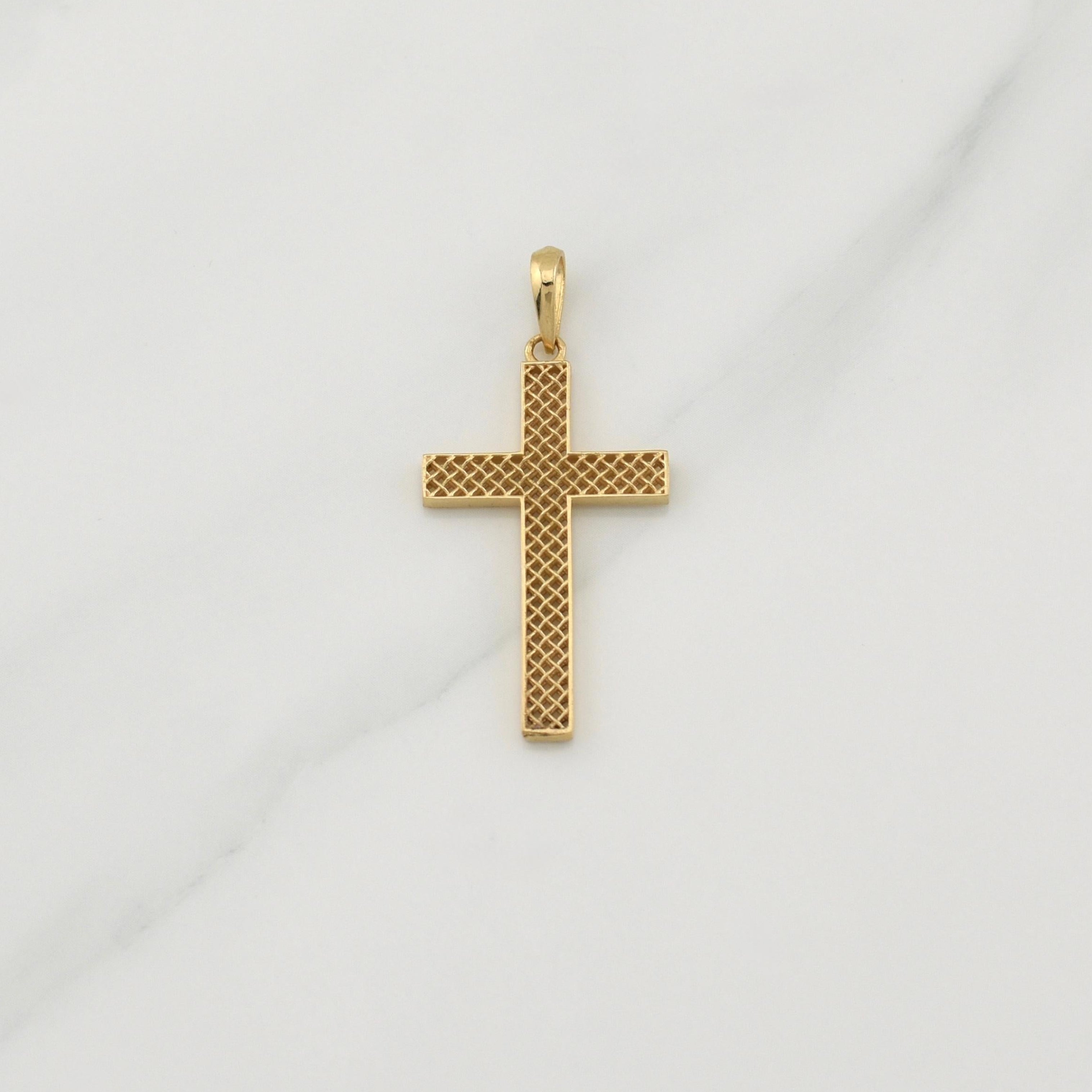 Pendant Cross Mesh 2.25 g / 1 3/4 in Yellow Gold 18K