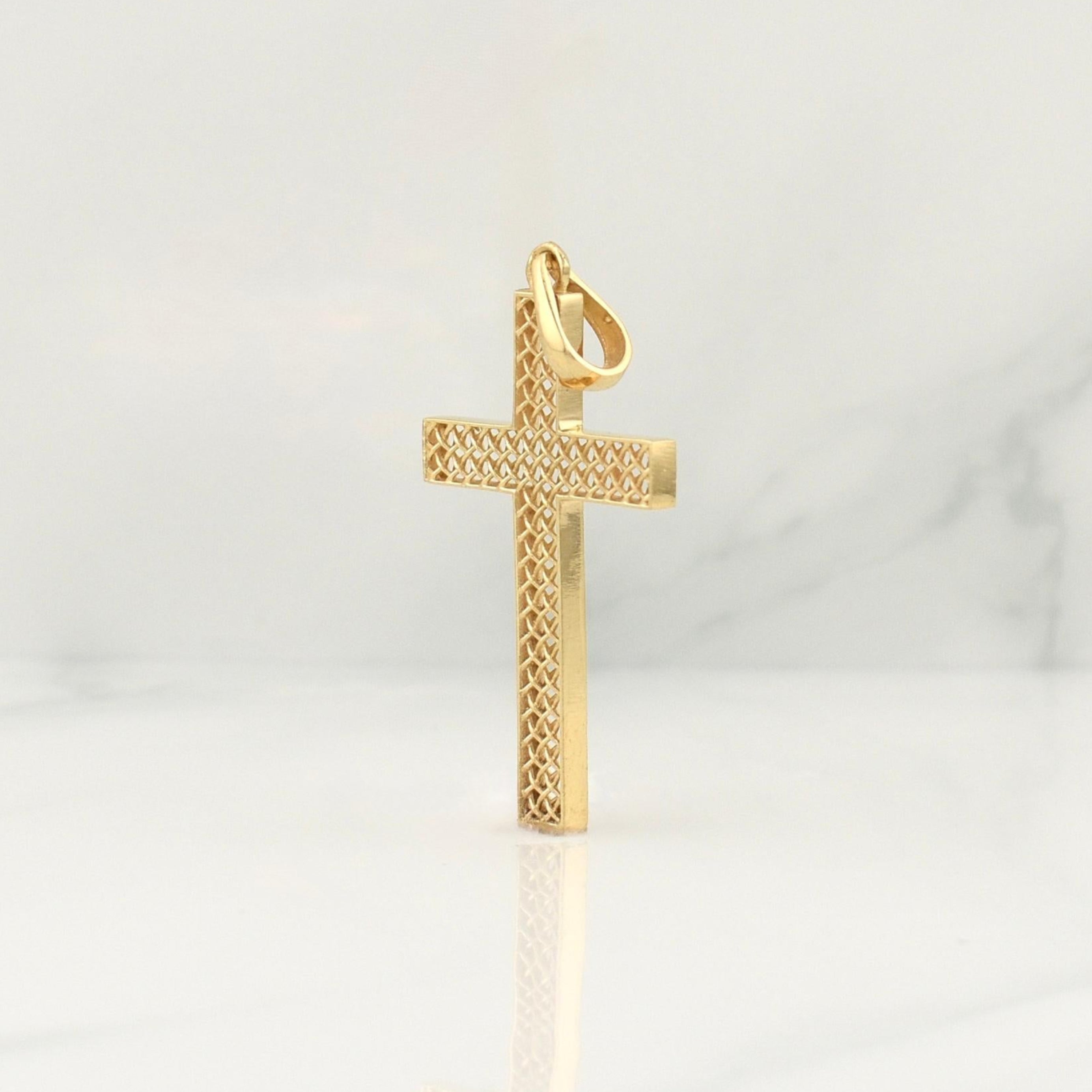 Pendant Cross Mesh 2.25 g / 1 3/4 in Yellow Gold 18K