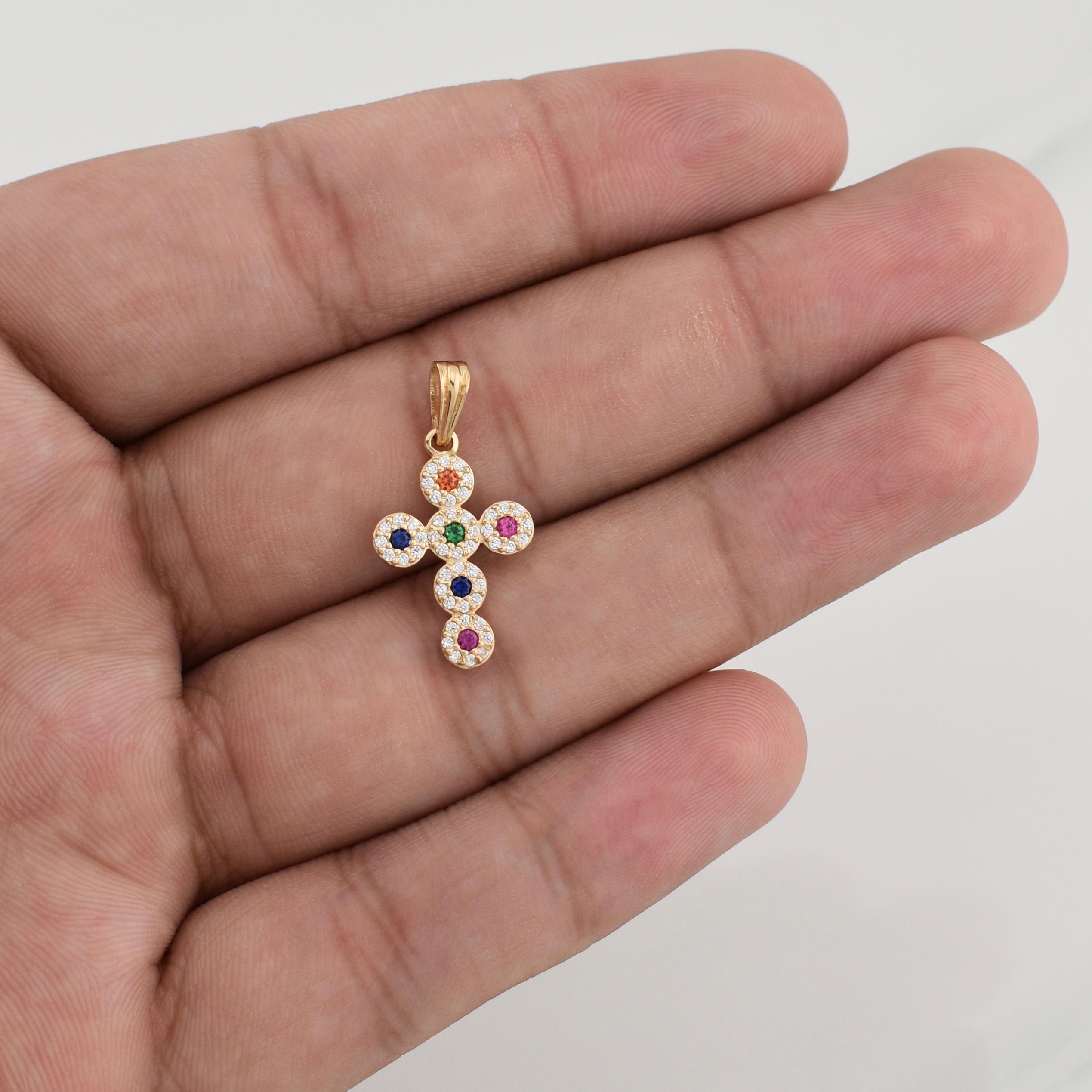 Dije Cruz Tupida 1.6 g / 1 in Oro Amarillo 18K