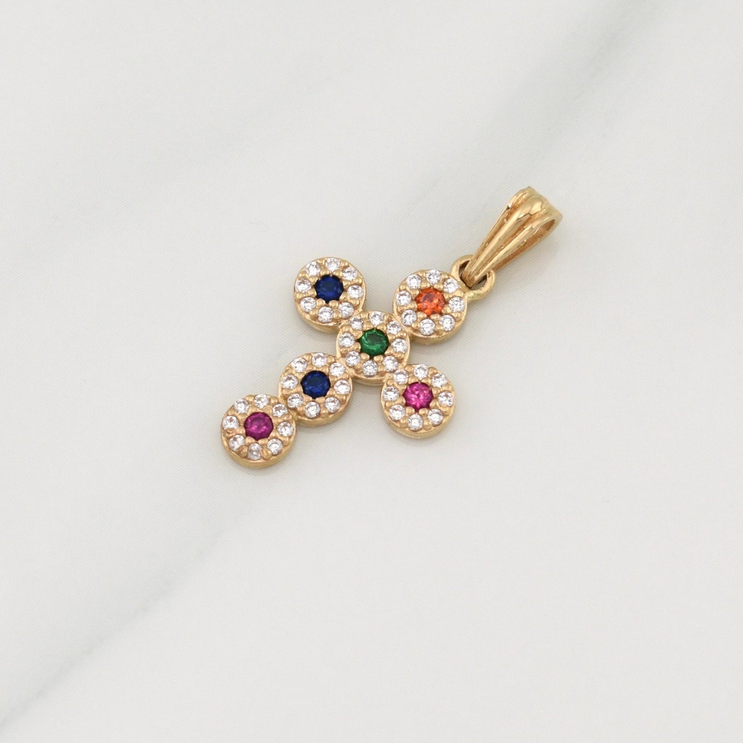 Dije Cruz Tupida 1.6 g / 1 in Oro Amarillo 18K