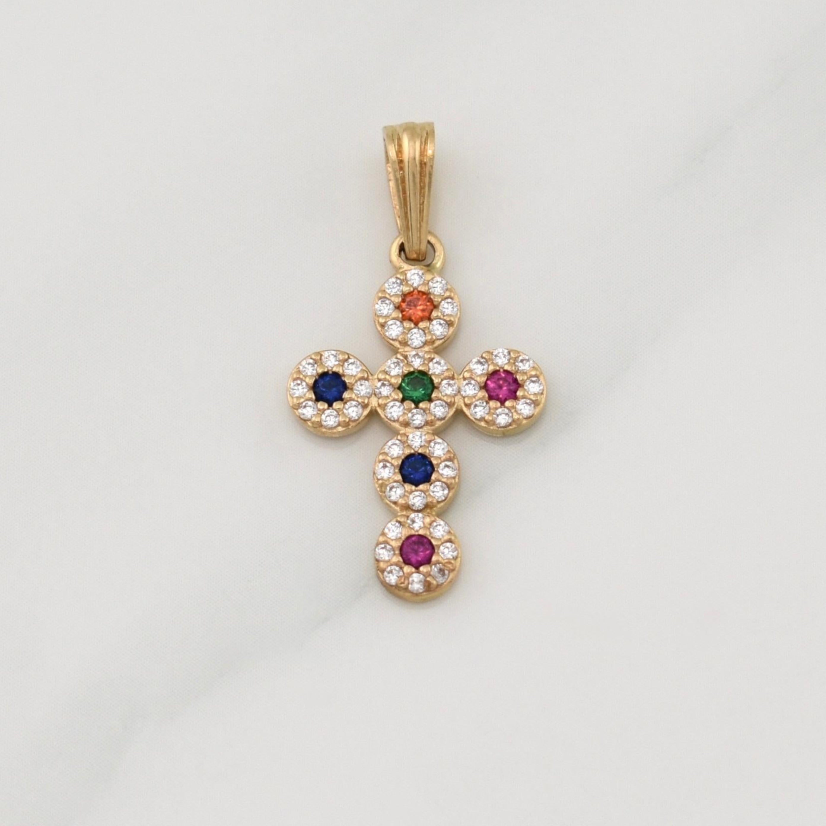 Dije Cruz Tupida 1.6 g / 1 in Oro Amarillo 18K