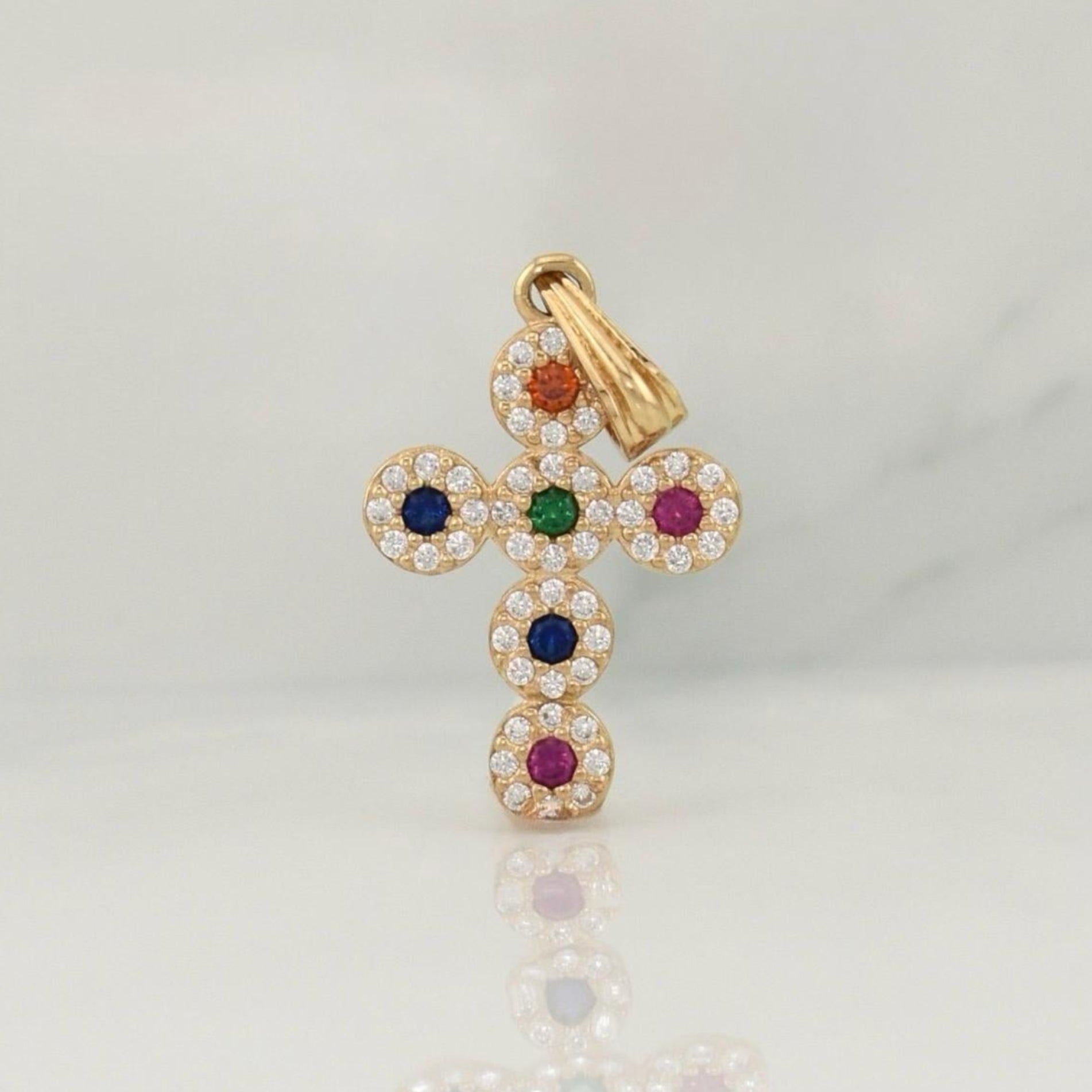 Dije Cruz Tupida 1.6 g / 1 in Oro Amarillo 18K
