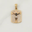 Dije Placa Cristo Señor De Los Milagros 4.65 g / 1 1/4 in Dos Oros Amarillo Blanco 18K