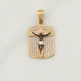 Dije Placa Cristo Señor De Los Milagros 4.55 g / 1 1/4 in Dos Oros Amarillo Blanco 18K