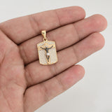 Dije Placa Cristo Señor De Los Milagros 4.55 g / 1 1/4 in Dos Oros Amarillo Blanco 18K