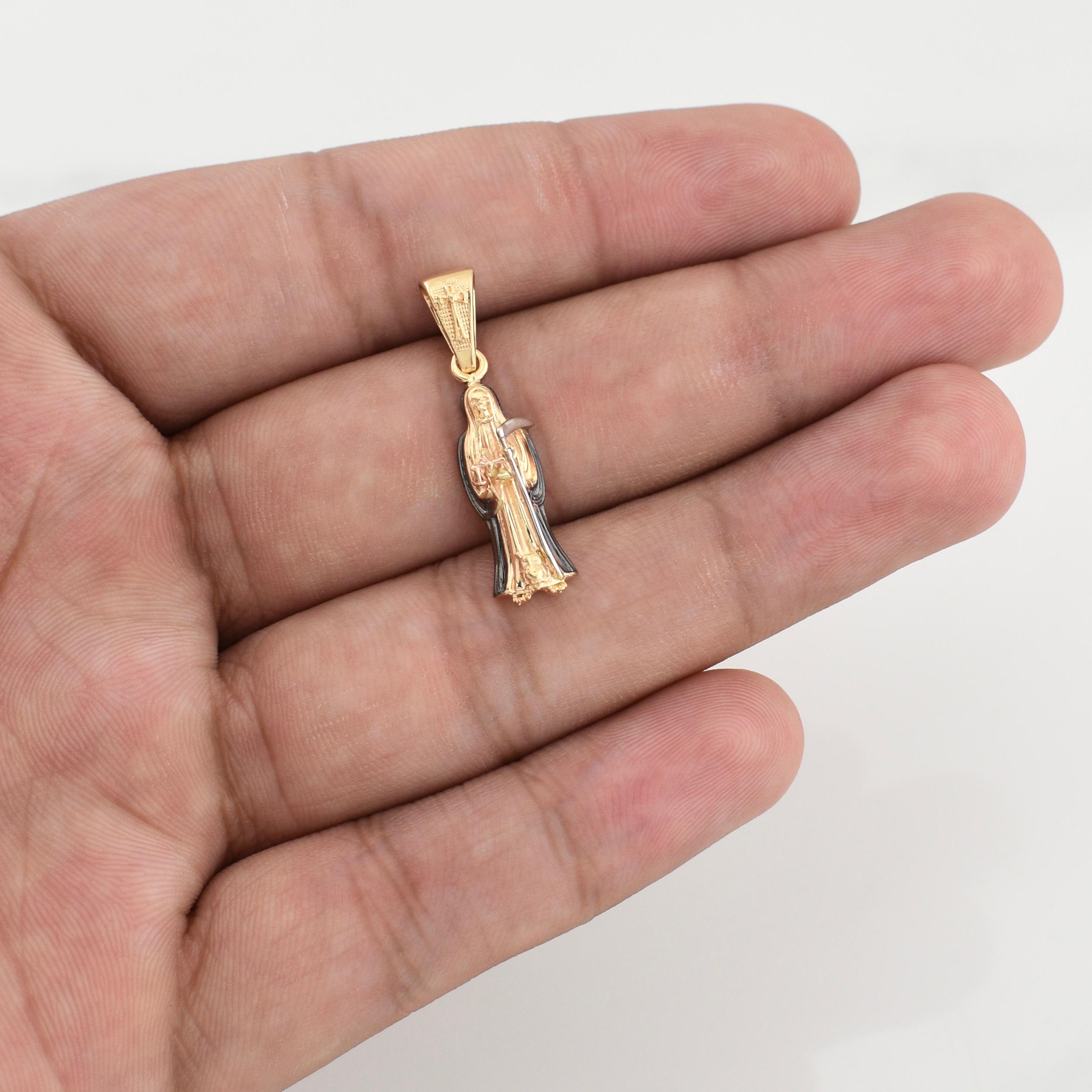 Dije Santa Muerte 2.45 g / 1 1/4 in Tres Oros 18K