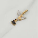 Pendant Archangel Saint Michael 1.8 g / 1 in Two Golds Yellow White 18K