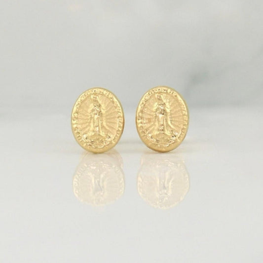 Stud Earrings Virgen De La Guadalupe 0.7 g / in / 8 mm Yellow Gold 18K